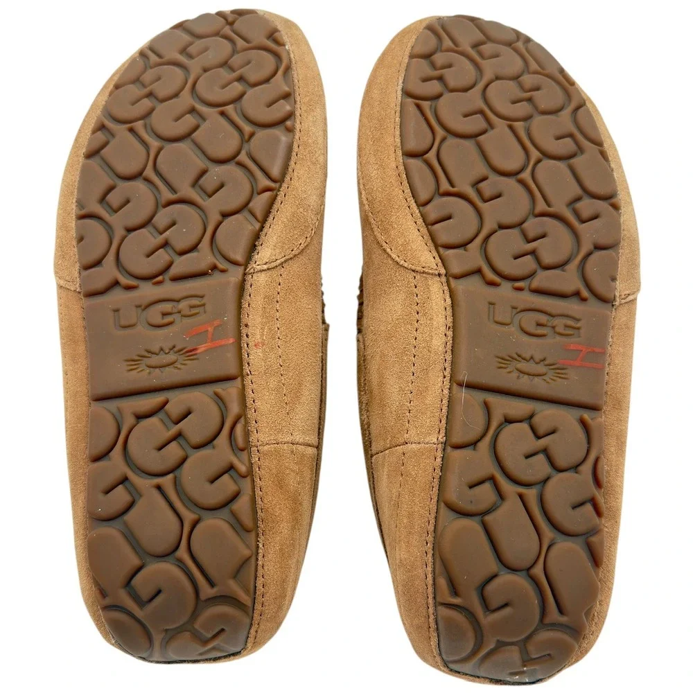 UGG Linscot Slippers Mens 9 Chestnut Suede Moccasin Loafers 1174583